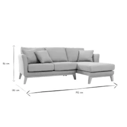 Canapé d'angle droit déhoussable 4 places en tissu vert lagon et bois clair oslo