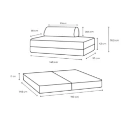 Canapé droit modulable et convertible 2 places - tissu lisse Marron
