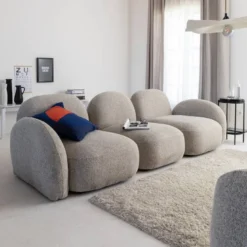 Canapé 3 modules tissu bouclette