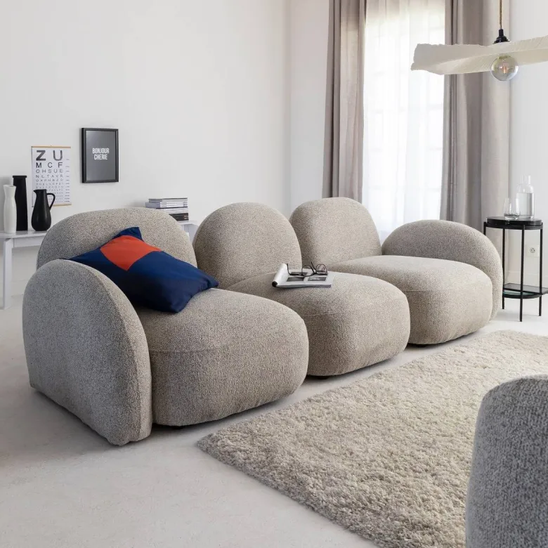 Canapé 3 modules tissu bouclette