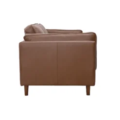 Canapé 3 places cuir marron et bois foncé bradley