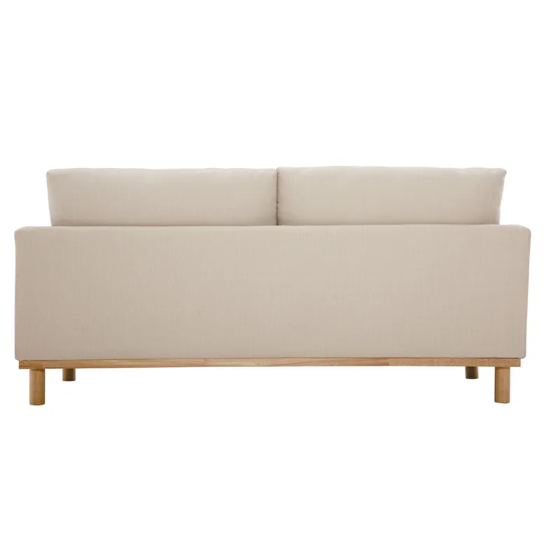 Canapé 3 places en tissu beige et bois clair hobart