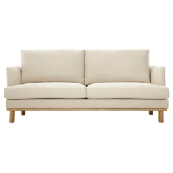 Canapé 3 places en tissu beige et bois clair hobart