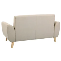 Canapé 2 places en tissu beige et bois clair ektor