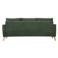 Canapé 3 places en tissu chenille vert kaki et bois clair munik