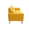 Canapé 3 places en tissu effet velours jaune moutarde et bois clair ektor