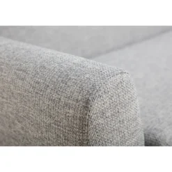 Canapé 3 places en tissu gris clair et bois clair pure