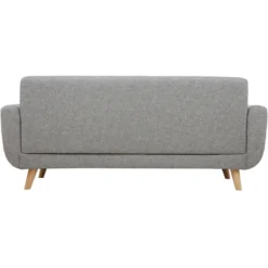 Canapé 3 places en tissu gris clair et bois clair pure
