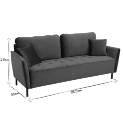 Canapé 3 places en tissu velours bleu foncé et métal noir beka