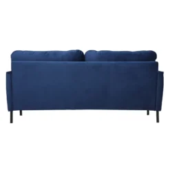 Canapé 3 places en tissu velours bleu foncé et métal noir beka