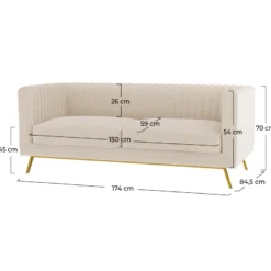 Canapé 2 places en velours beige - gatsby