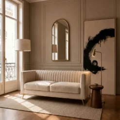 Canapé 2 places en velours beige - gatsby