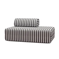 Canapé 2 places modulable - tissu extérieur à rayures Anthracite