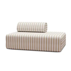 Canapé 2 places modulable - tissu extérieur à rayures Beige