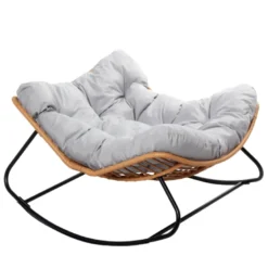 Canggu fauteuil à bascule en résine tressée coussin gris