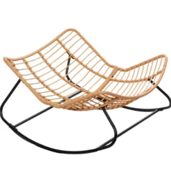 Canggu fauteuil à bascule en résine tressée coussin beige