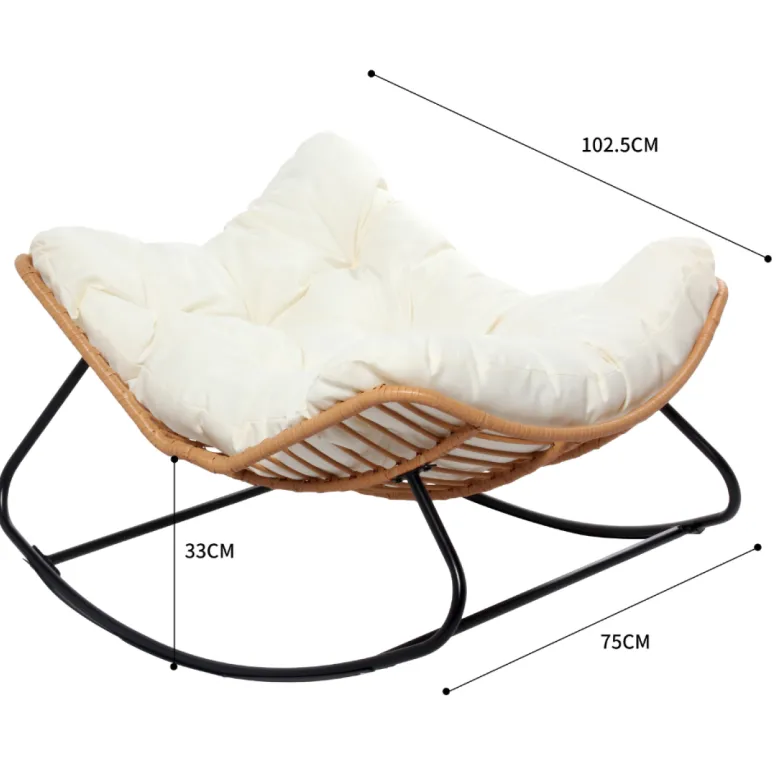 Canggu fauteuil à bascule en résine tressée coussin beige