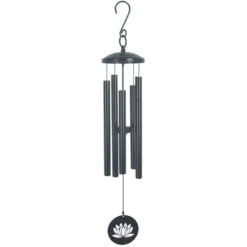 Carillon à vent noir lotus 77 cm
