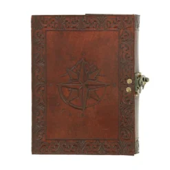 Carnet cuir avec loquet Rose des Vents