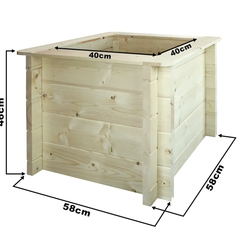Carre potager exterieur bois - 58x58xh46 cm