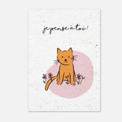Carte à planter - chat pense à toi