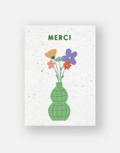 Carte à planter - vase merci