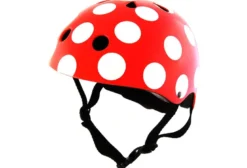 Casque vélo enfant rouge pois blanc m