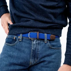 Ceinture tressée bleu grec - t1