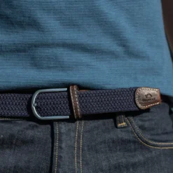 Ceinture tressée bleu marine- t2