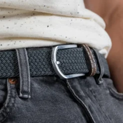 Ceinture tressée gris flanelle - t1