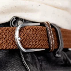 Ceinture tressée marron camel - t2