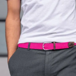 Ceinture tressée rose fuchsia - t1