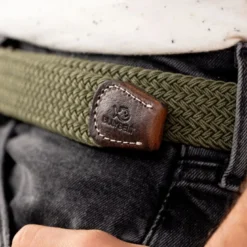 Ceinture tressée vert armé - t1