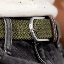 Ceinture tressée vert armé - t1