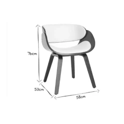 Chaise blanc et bois foncé noyer bent