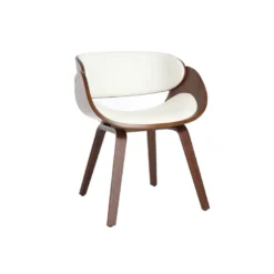 Chaise blanc et bois foncé noyer bent