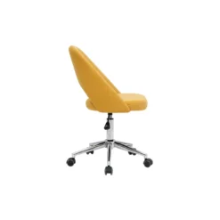 Chaise de bureau en tissu effet velours texturé jaune moutarde cosette