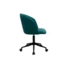 Chaise de bureau à roulettes en tissu velours bleu pétrole et métal noir vanity