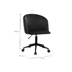 Chaise de bureau à roulettes en tissu velours bleu pétrole et métal noir vanity