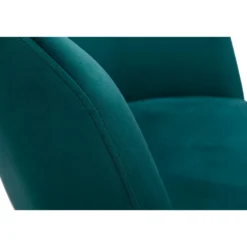 Chaise de bureau à roulettes en tissu velours bleu pétrole et métal noir vanity