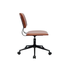 Chaise de bureau à roulettes marron et métal noir lab