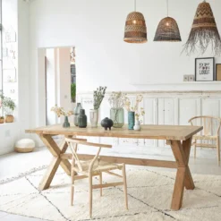 Chaise en bois de mindi assise tissée