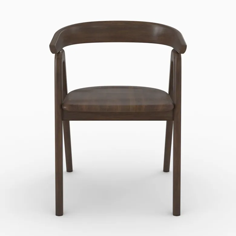 Chaise en bois d'hévéa foncé avec accoudoirs - hawa