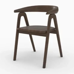 Chaise en bois d'hévéa foncé avec accoudoirs - hawa