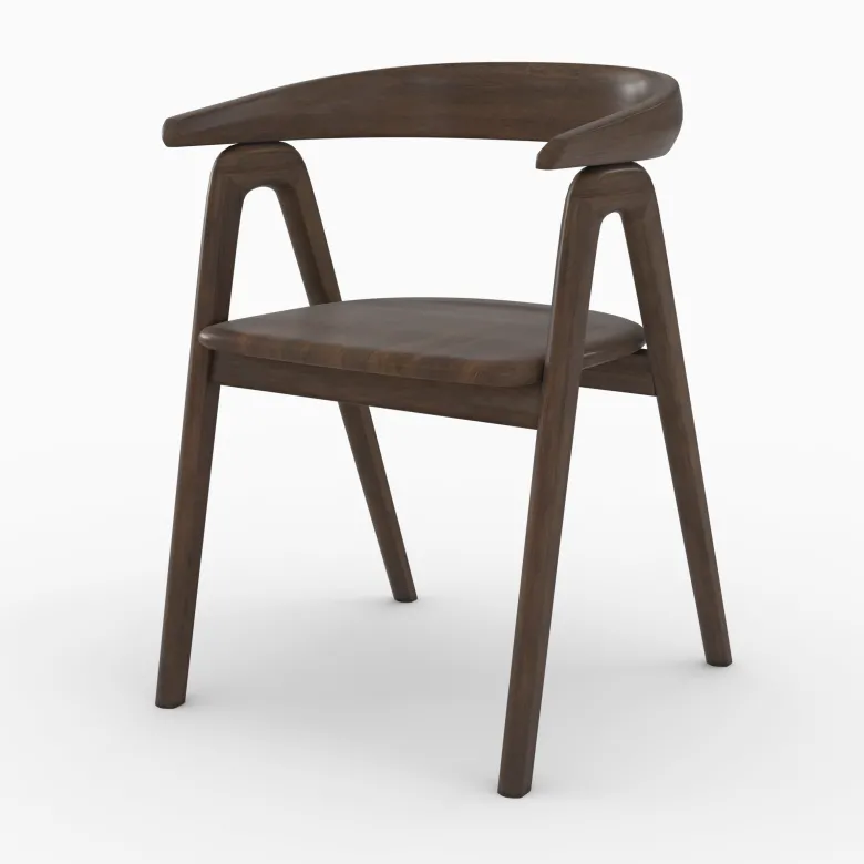 Chaise en bois d'hévéa foncé avec accoudoirs - hawa