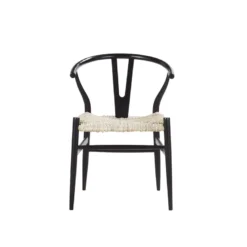 Chaise en mindi assise tissée noire
