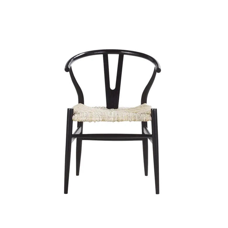 Chaise en mindi assise tissée noire