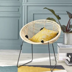 Chaise en rotin et métal