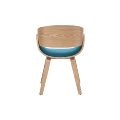 Chaise en tissu bleu canard et bois clair bent