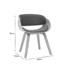 Chaise en tissu bleu canard et bois clair bent